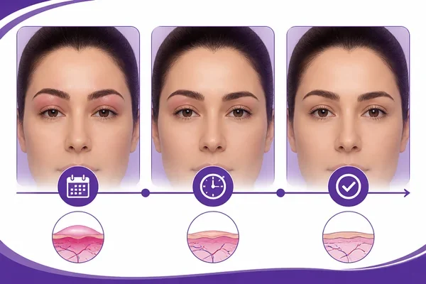 خط زمانی کاهش پف پیشانی و ابرو پس از عمل